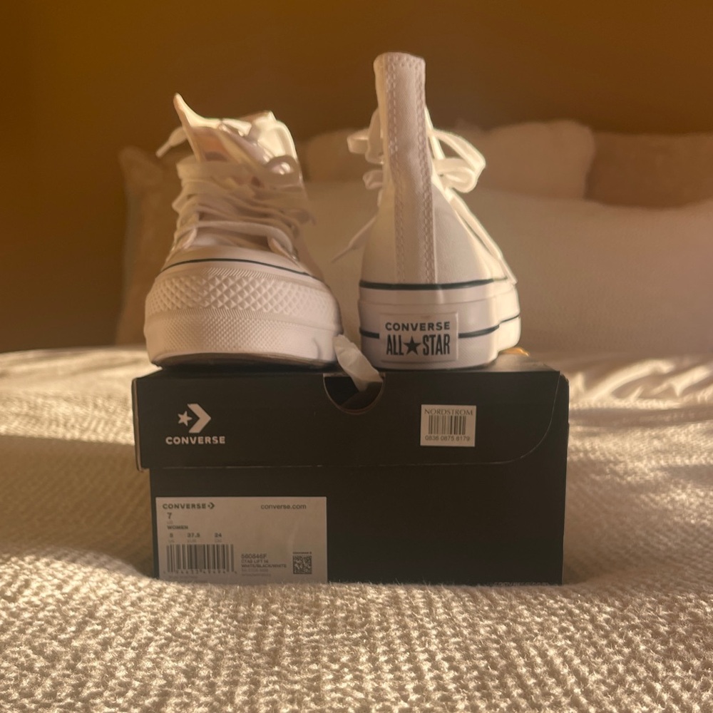 Converse All Star White Canvas High-Tops - Picture 2 of 3